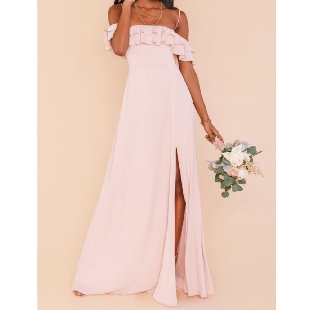 NWT SHOW ME YOUR MUMU Emma ruffle maxi dress in dusty blush crisp size XS